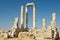 Ancient stone columns at the Citadel of Amman in Amman, Jordan.