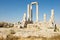 Ancient stone columns at the Citadel of Amman in Amman, Jordan.