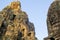 Ancient stone faces of cambodian temple