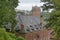 Ancient stone houses and church in dunster castle