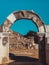 Ancient stone portal to the ruins of the amphitheater of Philippi - Greece