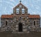 Ancient stone spanish church in visigothic style with bells. vector