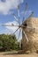 Ancient stone windmills Lassithi area, island Crete, Greece