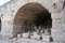 Ancient storage rooms with artifacts at the Acropolis of Lindos. Lindos, Rhodes island, Greece