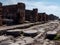 Ancient street of Pompeii Italy. Pompeii was destroyed and buried with ash and pumice after Vesuvius eruption in 79 AD.