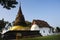 Ancient stupa or antique ruin chedi of Wat Traphang Thong for Thai people foreign travelers travel visit respect praying blessing