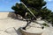 An ancient sundial in the fortress of Santa Barbara.