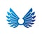 Ancient Symbolic Wings emblem. Heraldic vector design element. Retro style label.