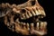 Ancient teeth uncannily preserved protruding from a menacing jaw. AI generation