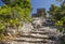 Ancient temple and destroyed stairs in archaeological site Tulum