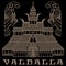 Ancient Temple of the Norse God Odin - Valaskjalf, Odins Halls, and two crows Huginn and Muninn