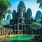 ancient temple ruins in asian fictional landscape