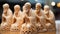 Ancient terracotta figurines in a row, representing various cultures and religions generated by AI