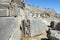 Ancient theater of Perge. Fragments of columns. Amphitheater. Ancient city. Side. Turkey. Antalya