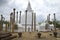 Ancient Thuparamaya Dagoba close-up of a cloudy day. Anuradhapura, Sri Lanka