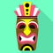 Ancient tiki idol icon, flat style