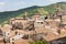 Ancient tile roofs and tower