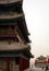 Ancient tower in a fog day in xian city wall with pagodas