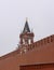 Ancient tower on Kremlin wall in Moscow is architectural masterpiece