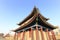 Ancient tower on xian city wall in the afternoon in winter