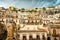 Ancient town Modica and sculptures of the church or Dome of San Pietr , Sicily, Italy