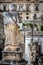 Ancient town Modica and sculptures of the church or Dome of San Pietr , Sicily, Italy