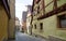 ancient town of Rothenburg ob der Tauber or Rothenburg on the Tauber with its half-timbered houses in Bavaria, Germany