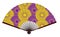 Ancient Traditional Japanese fan with Japanese Flower Pattern, Noble And Luxurious