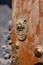 Ancient traditional retro door with lion door ring in Tulou Temple of Beishan Mountain, Xining Qinghai China