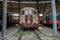 Ancient trains exhibited at the Piedmontese Railway Museum in northern Italy