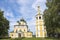 Ancient Transfiguration Cathedral with a bell tower. Uglich