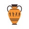 Ancient vase or amphora with traditional Roman ornament vector Illustration on a white background