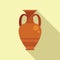 Ancient vase auction icon flat vector. Sell price