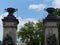 Ancient vases  statues of the old bridge `LudwigsbrÃ¼cke` to Munich in Germany.