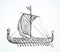 Ancient Viking ship. Vector drawing