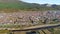 Ancient village at foot of mountain, Chinese rural scene, wide-angle lens