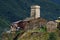 Ancient village with generic fortified tower,Svaneti mountains,Georgia