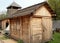 Ancient vintage wooden house in the old mediaeval fort