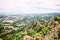 Ancient volcanic rocksand mountain that rise high out of fertile plains, Borac village, Serbia