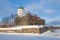 Ancient Vyborg castle on a sunny February day