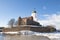 Ancient Vyborg castle on a sunny March day. Leningrad region, Russia