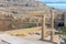 Ancient wall and columns of beautiful acropolis of Lindos