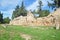 The ancient wall of Daphni Monastery Athens Greece