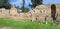 Ancient wall of Daphni monastery Athens Greece