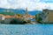 Ancient walls of Old Budva surrounded by the sea, Montenegro