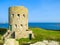 Ancient watchtower on the seacoast of Guernsey Island