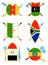 Ancient weapon, shields with African flags in flat vector style.