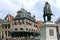 Ancient weigh house and tourists in dutch city Hoorn