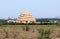 Ancient Western Xia tombs on a background of modern city, China