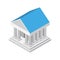 Ancient white bank building icon, isometric style